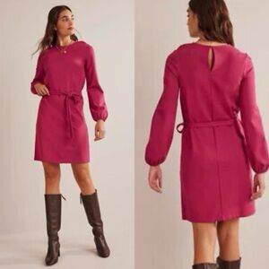 Boden Long Sleeve Ponte Shift Dress Size 8 NWT | Tie Waist Work Dress
